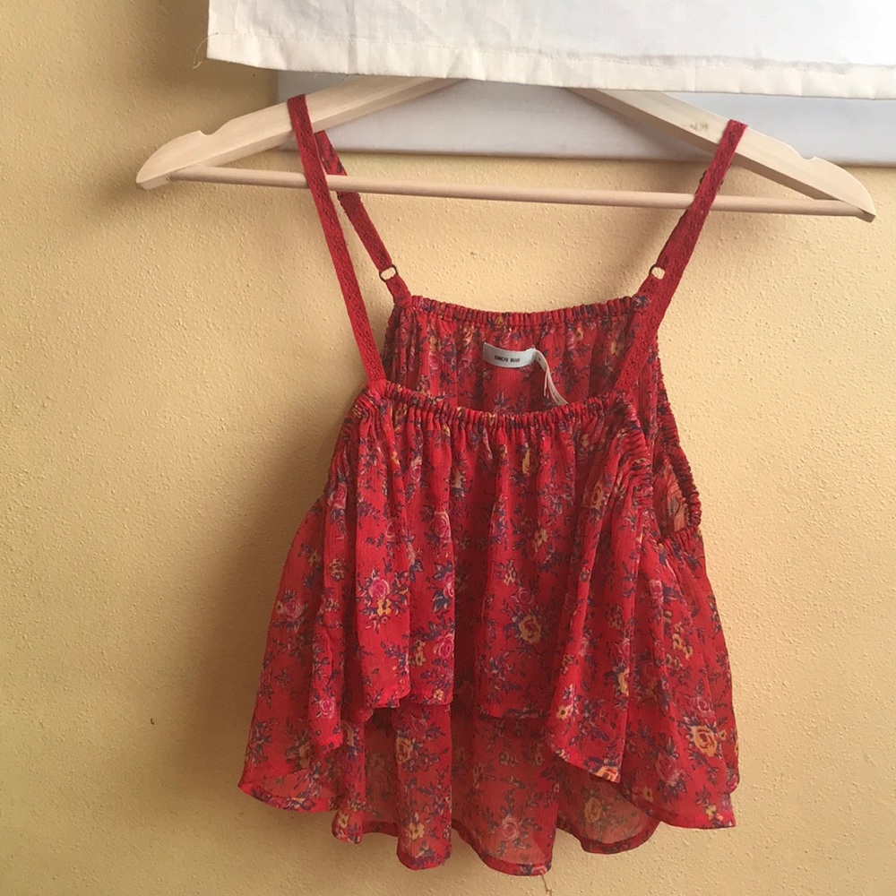 KIMCHI BLUE red floral shirt SM/M